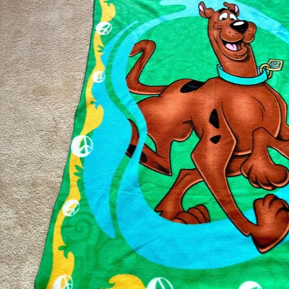 Vintage Y2K Cartoon Network Scooby Doo Fleece Blanket Throw Green 43”x60”